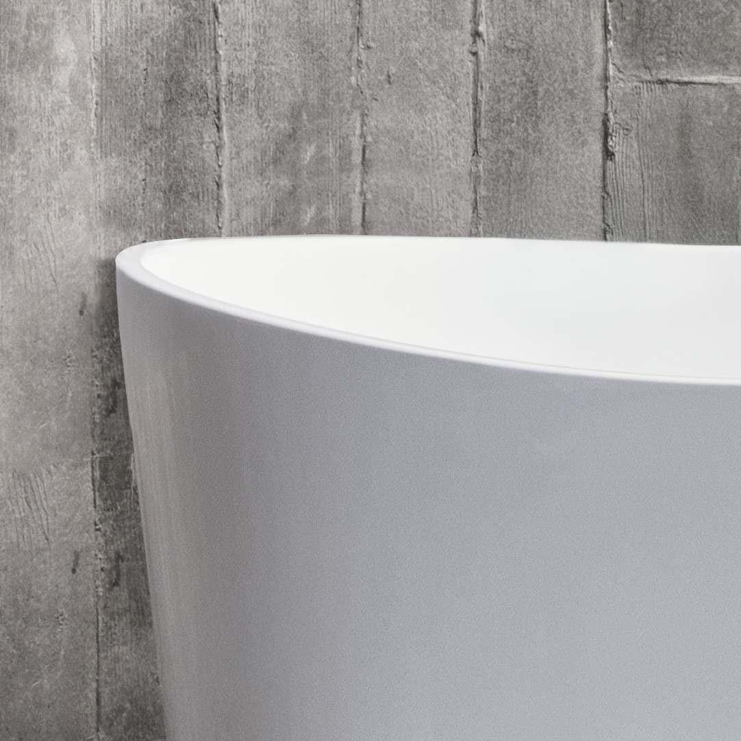 Roca Modern Freestanding Bath Roca Ohtake Oval Freestanding Stonex® Oval Japanese Bath with Click-Clack Waste