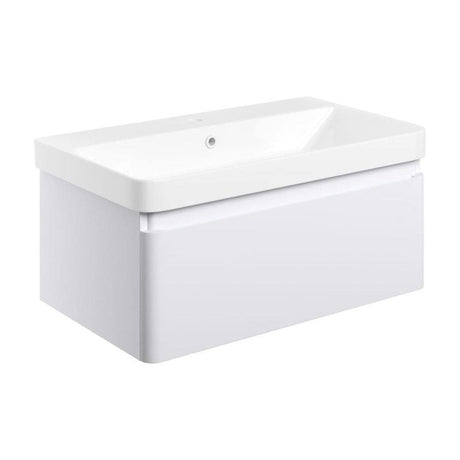 Aquarius Bathrooms Wall Mounted Vanity Unit Matt White / 805mm Aquarius Sophie Wall Hung One Drawer Vanity Unit with 1 Tap Hole Basin