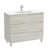 Roca Floor Standing Vanity Unit White Wood / Central Roca Aleyda 1000mm Floor Standing Three Drawer Vanity Unit with Basin