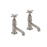 Burlington Pillar Basin Tap Brushed Nickel Burlington Guild Basin Pillar Tap with Long Nose (Pair)