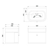 Burlington Wall Mounted Vanity Unit Burlington Chalfont 650mm Wall Mounted Single Drawer Vanity Unit with Basin