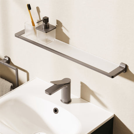 Crosswater Shelf Slate Crosswater Rotar Shelf, Soap Dispenser and Tumbler Holder