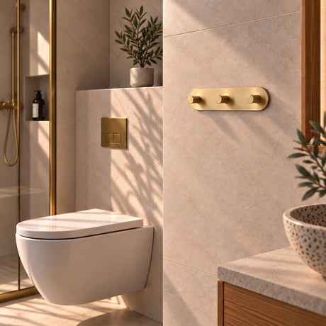Smedbo Robe Hook Brushed Brass Smedbo Dot Self-Adhesive Triple Robe Hook