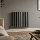 Aquarius Bathrooms Column Radiator 600 x540mm Aquarius Athens Single Horizontal Column Radiator in Anthracite
