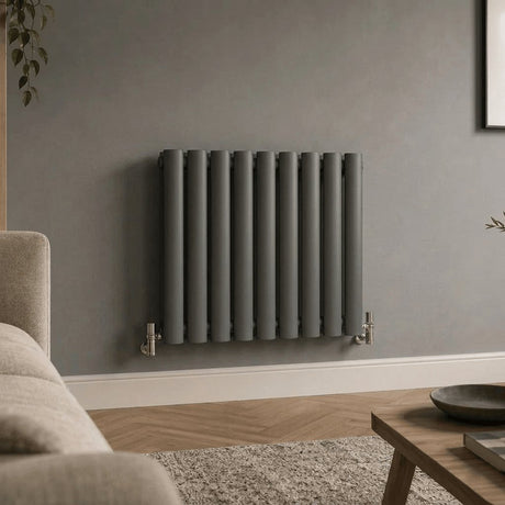 Aquarius Bathrooms Column Radiator 600 x540mm Aquarius Athens Single Horizontal Column Radiator in Anthracite