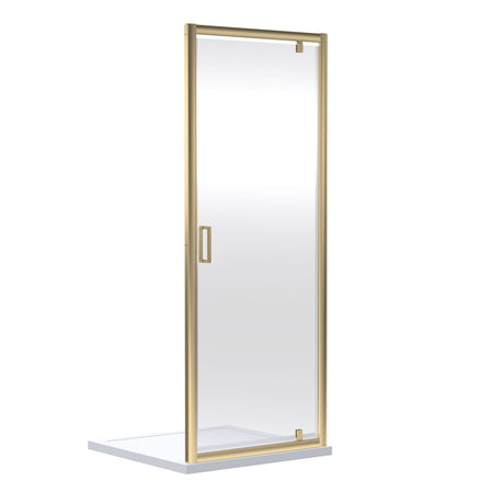 Aquarius Bathrooms Pivot Shower Door Brushed Brass / 760mm Aquarius Urbano 6mm Pivot Shower Door
