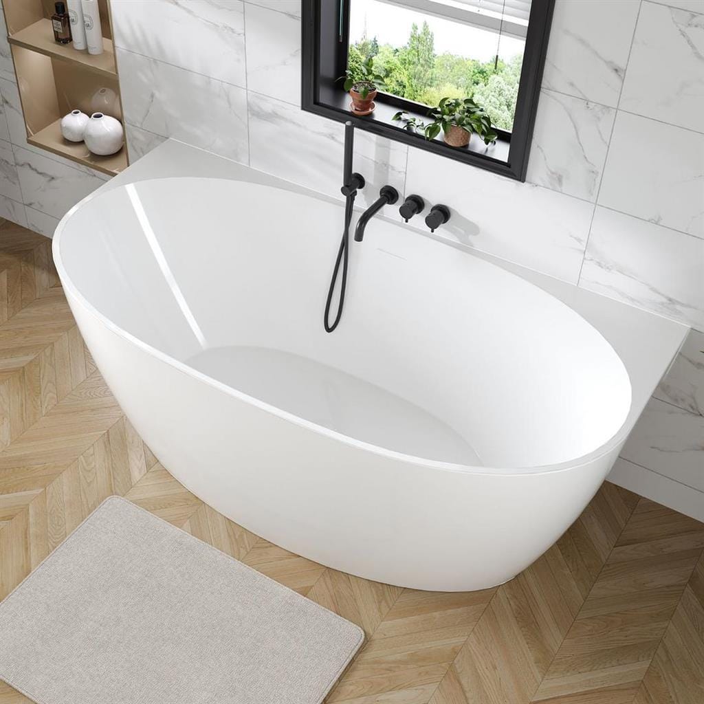 Eastbrook Back To Wall Freestanding Bath Eastbrook Harlton Back To Wall Freestanding Bath - 1500 x 750mm in Gloss White