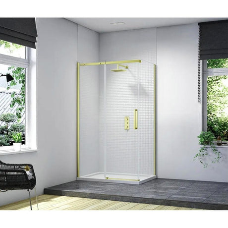 Merlyn Sliding Shower Door Brushed Brass / 1700mm Merlyn Ionic Frameless Sliding Shower Door