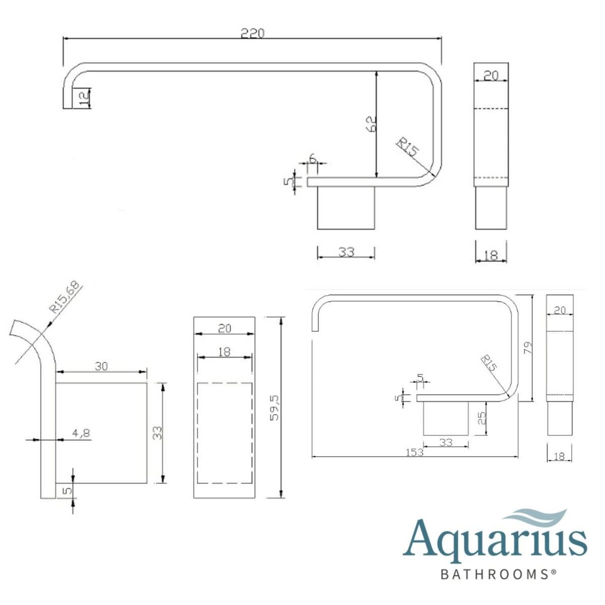 Aquarius Bathrooms Accessory Set Aquarius FT 3 Piece Bathroom Accessory Pack