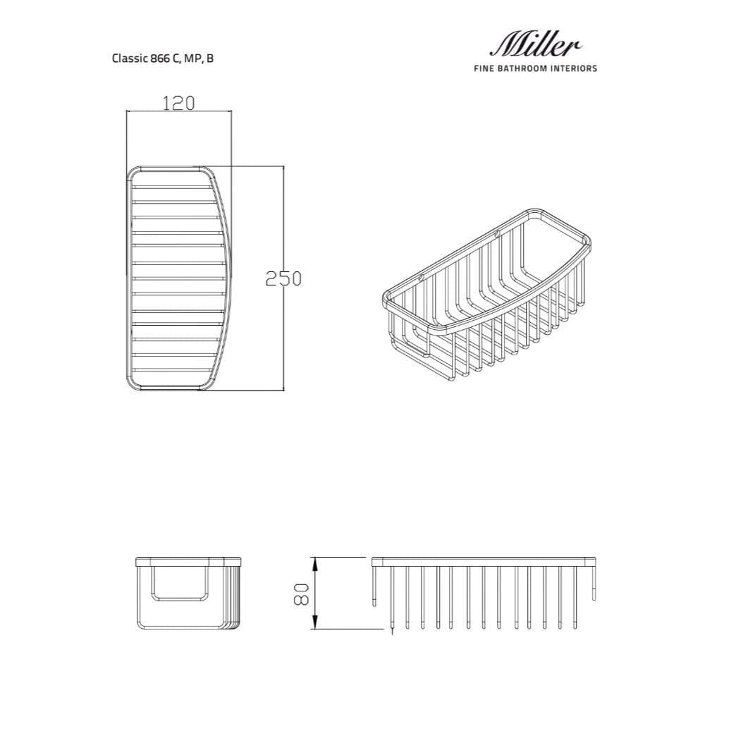 Miller Signature D-Shaped Wire Shower Basket