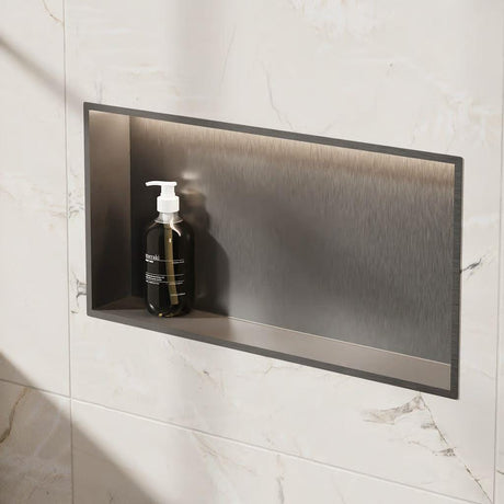 Crosswater Shower Niche Slate Crosswater Rectangular Shower Niche with LED - 610 x 305 x 80mm for Stud Walls