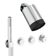 UK Bathroom Store Concealed Shower Set Chrome Crosswater Module Plus Push Shower Set 4 - 2 Outlet with Revive Multifunctional Spotlight Shower Head and Pencil Handset