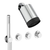 UK Bathroom Store Concealed Shower Set Chrome Crosswater Module Plus Push Shower Set 4 - 2 Outlet with Revive Multifunctional Spotlight Shower Head and Pencil Handset
