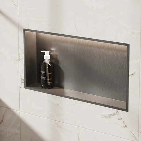 Crosswater Shower Niche Slate Crosswater Rectangular Shower Niche with LED - 610 x 305 x 120mm