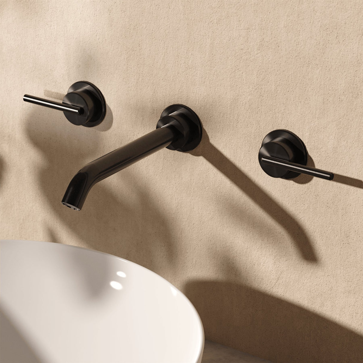 Crosswater Wall Mounted Basin Tap Stainless Slate Crosswater 3ONE6 Lever 3 Hole Wall Mounted Basin Mixer Tap