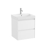Roca Wall Mounted Vanity Unit Matt White Roca Ona 550mm Wall Mounted Two Drawer Vanity Unit with Basin