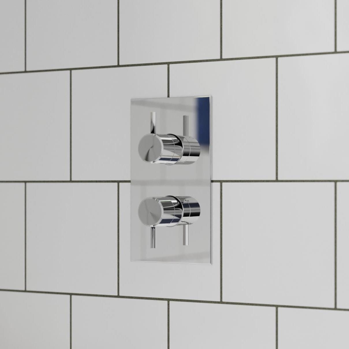 Britton Concealed Shower Valve Chrome Britton Hoxton 2.0 1 Outlet, 2 Handle Concealed Thermostatic Shower Valve