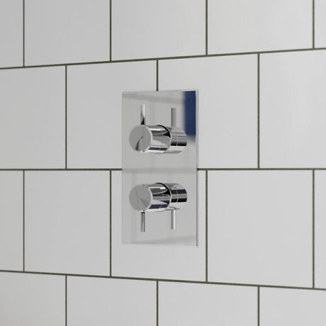 Britton Concealed Shower Valve Chrome Britton Hoxton 2.0 1 Outlet, 2 Handle Concealed Thermostatic Shower Valve