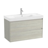 Roca Wall Mounted Vanity Unit White Oak Roca Ona 1000mm Wall Mounted Two Drawer Vanity Unit with Basin