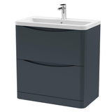 Aquarius Bathrooms Floor Standing Vanity Unit Aquarius Seren 800mm Floor Standing Two Drawer Vanity Unit with Basin in Soft Black