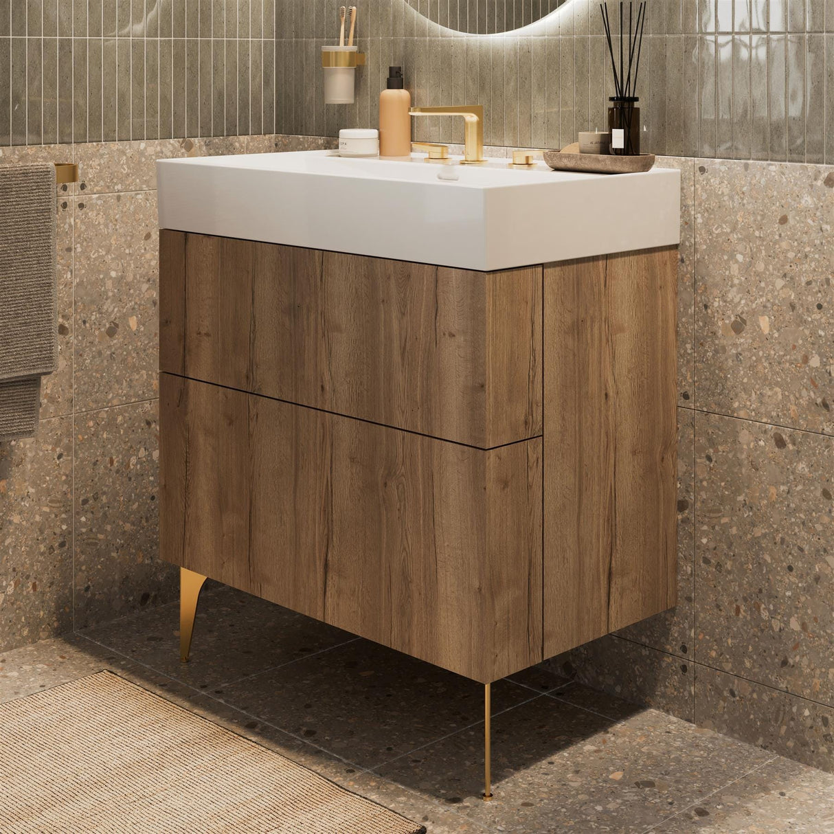 Crosswater Wall Mounted Vanity Unit Crosswater Avenue 800mm Two Drawer Wall Mounted Vanity Unit with Basin