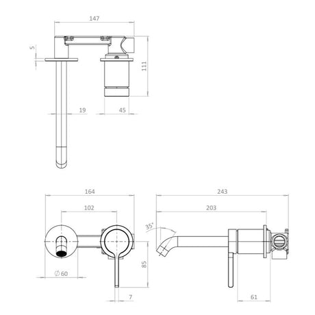 Britton Mono Basin Mixer Tap Britton Hoxton 2.0 2 Hole Wall Mounted Mixer Tap in Brushed Brass