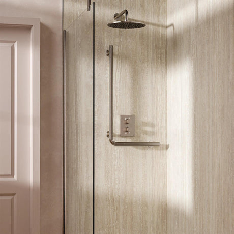 Crosswater Grab Rail/Bar Brushed Nickel Crosswater Right Angle Grab Bar