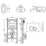 Imex Ivo Rimless Wall hung Toilet Pack with Frame, Flush Plate, and Soft Closing Seat