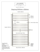 JIS Ladder Rail JIS Sussex Steyning Vertical Stainless Steel Heated Towel Rail