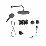 Roca Concealed Shower Set Matt Black Roca T-Multi Thermostatic Concealed Shower Valve with Rainshower Head, Shower Handset and Overflow Bath Filler