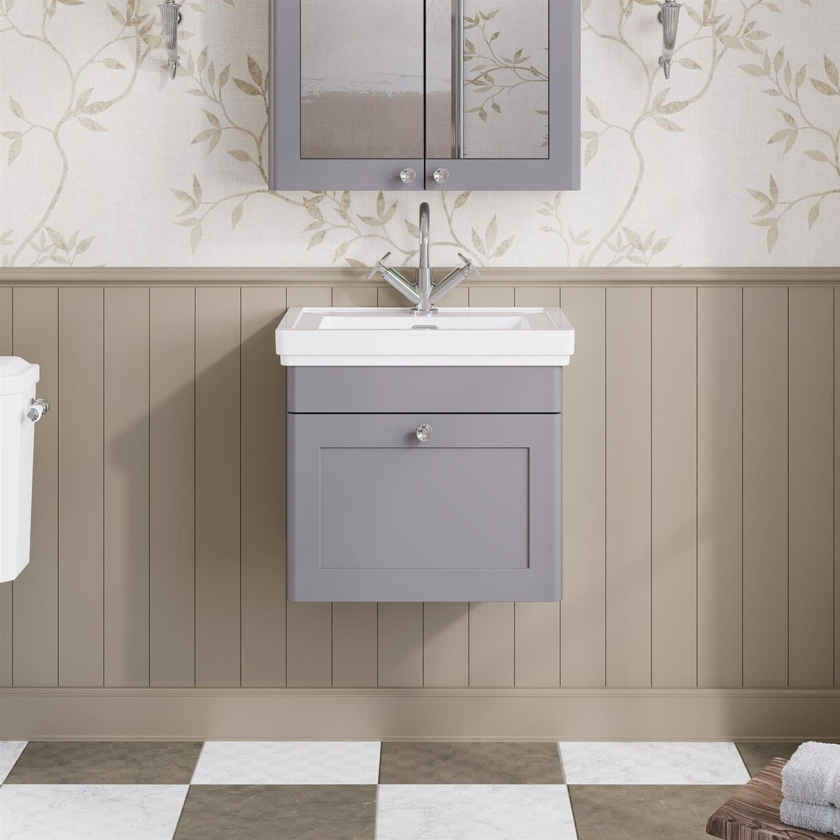 Aquarius Leighton 500mm Wall Mounted One Drawer Vanity Unit with Basin