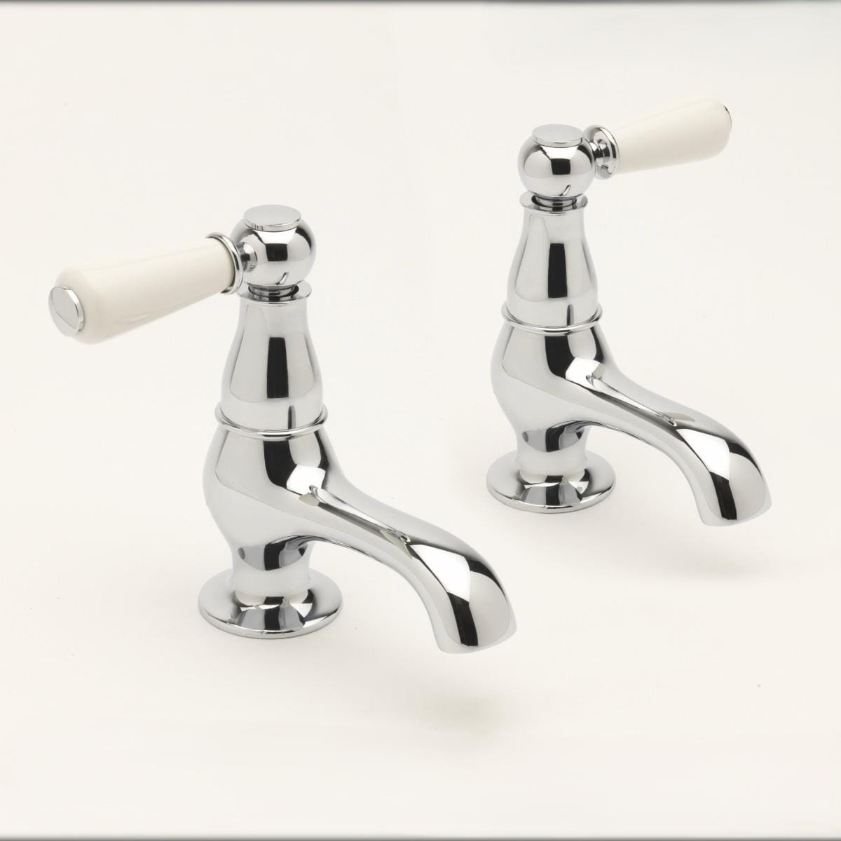 Sagittarius Pillar Basin Tap Sagittarius Kensington Lever Basin Pillar Taps (Pair) in Chrome/White