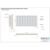 Eastbrook Panel Radiator Eastbrook Charlton Horizontal Aluminium Designer Radiator in Matt White