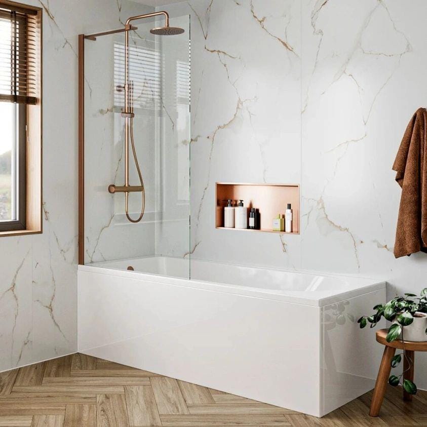 Crosswater Bath Screen Brushed Bronze Crosswater Clear 6 Fixed Bath Screen