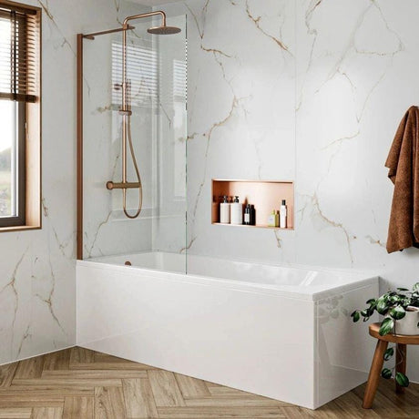 Crosswater Bath Screen Brushed Bronze Crosswater Clear 6 Fixed Bath Screen