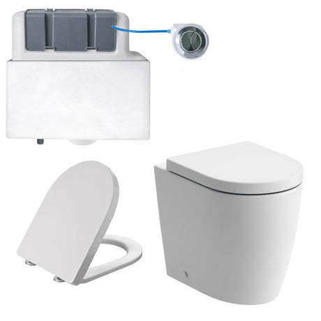 Aquarius Bathrooms Back to Wall Toilet Chrome Aquarius Emma Back to Wall Toilet Bundle with Pan, Cistern and Flush Button