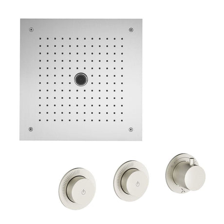 UK Bathroom Store Concealed Shower Set Brushed Nickel Crosswater Module Plus Push Shower Set 8 - 2 Outlet with Dual Outlet Recessed Shower Head