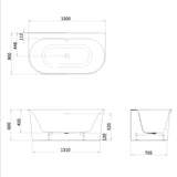 Crosswater Back To Wall Freestanding Bath Crosswater Cursa Back to Wall Freestanding Bath - 1500 x 800mm - Gloss White