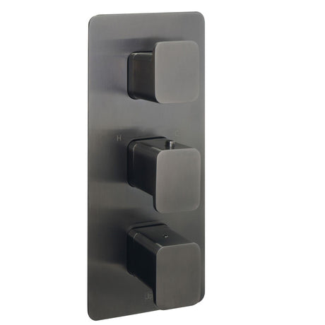 JTP Concealed Shower Valve Brushed Black JTP HIX 2 Outlet, 3 Handle Thermostatic Concealed Shower Valve