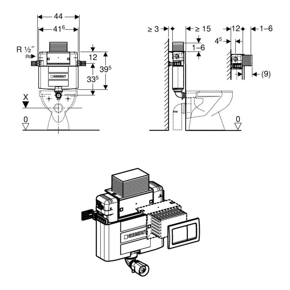Geberit Concealed Cistern Geberit Duofix Alpha 820mm Compact Concealed Cistern