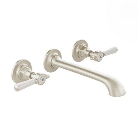 Vado Wall Mounted Basin Tap Brushed Nickel Booth & Co. Axbridge Wall Mounted  Basin Mixer Tap with Lever Handles