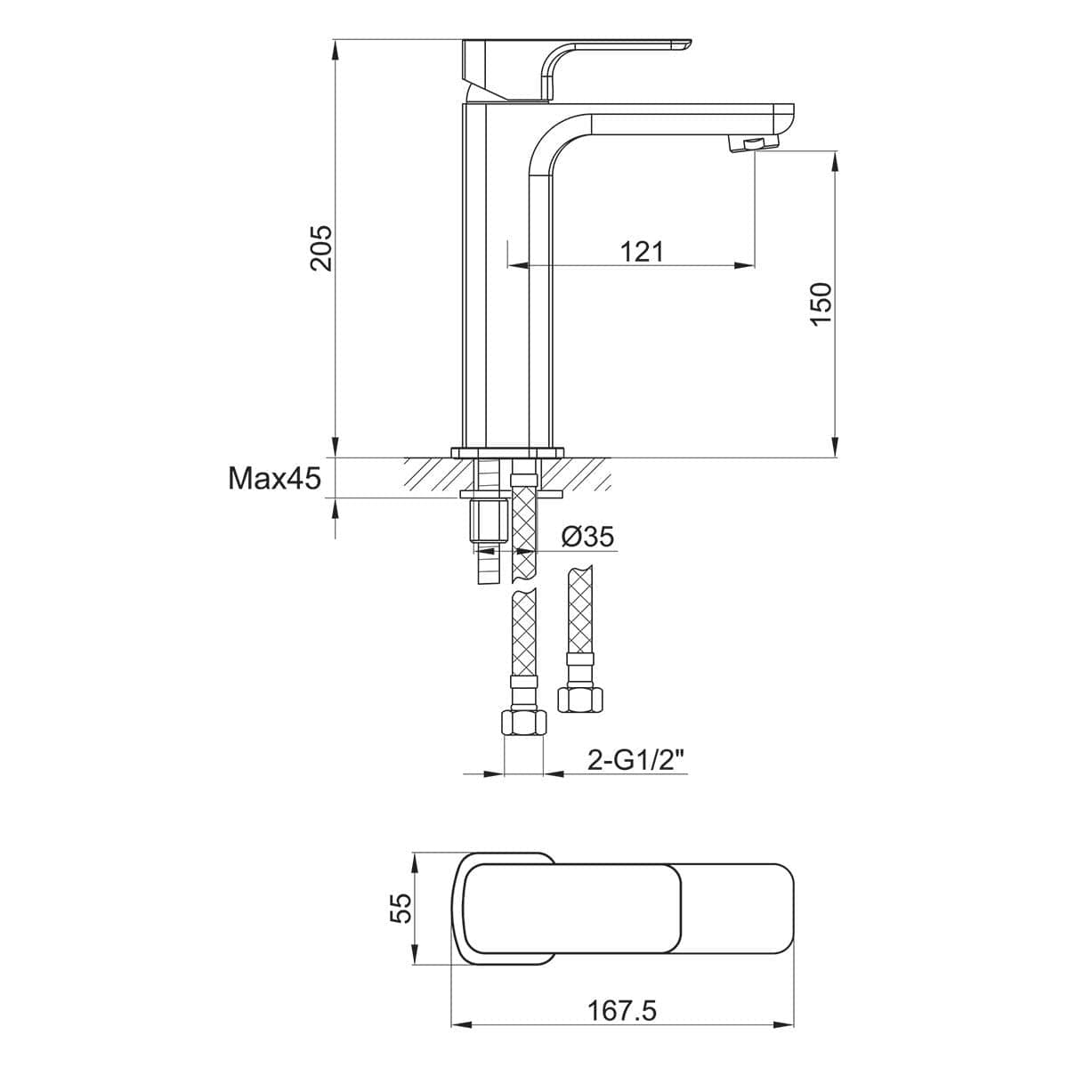Imex Mono Basin Tap Imex Flite Medium Single Lever Basin Mixer Tap with Clicker Waste in Chrome
