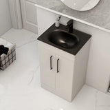 Imex Floor Standing Vanity Unit Matt White / Black Imex Croma Floor Standing Double Door 500mm Vanity Unit with 1 Tap Hole Basin