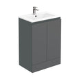 Aquarius Bathrooms Floor Standing Vanity Unit 600mm Aquarius Halite Waterproof Floor Standing Vanity Unit in Matt Grey with 1 Tap Hole Basin