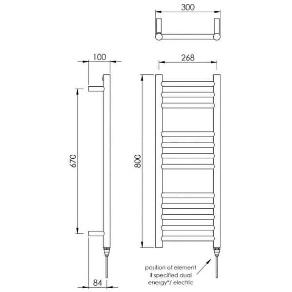 Vogue Ladder Rail Vogue Chube Straight Ladder Rail in Polished Stainless Steel
