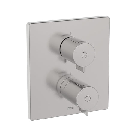 Roca Concealed Shower Set Roca T-500 Square Thermostatic Concealed Shower Valve with Rainshower Head, Shower Handset and Slide Rail Set
