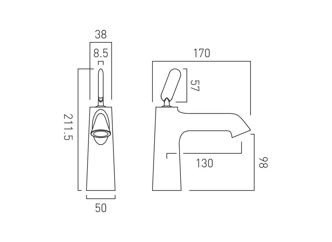VADO Mono Basin Tap Vado Arrondi Mono Basin Mixer Tap - Chrome - ARR-100/SB-CP