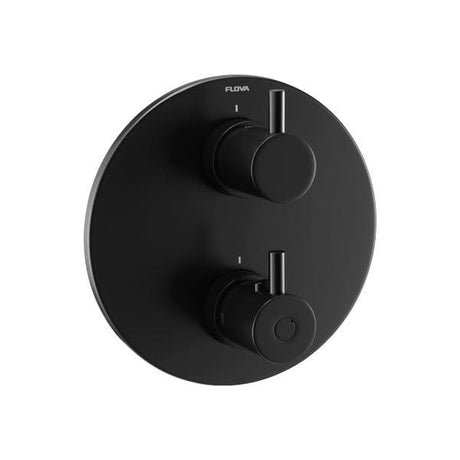 Flova Concealed Shower Valve Matt Black Flova Levo Round 1, 2 or 3 Outlet SlimBOX Finishing Set