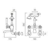 Vado Bath Shower Mixer Booth & Co. Axbridge Crosshead Wall Mounted Bath Shower Mixer with Traditional Shower Handset