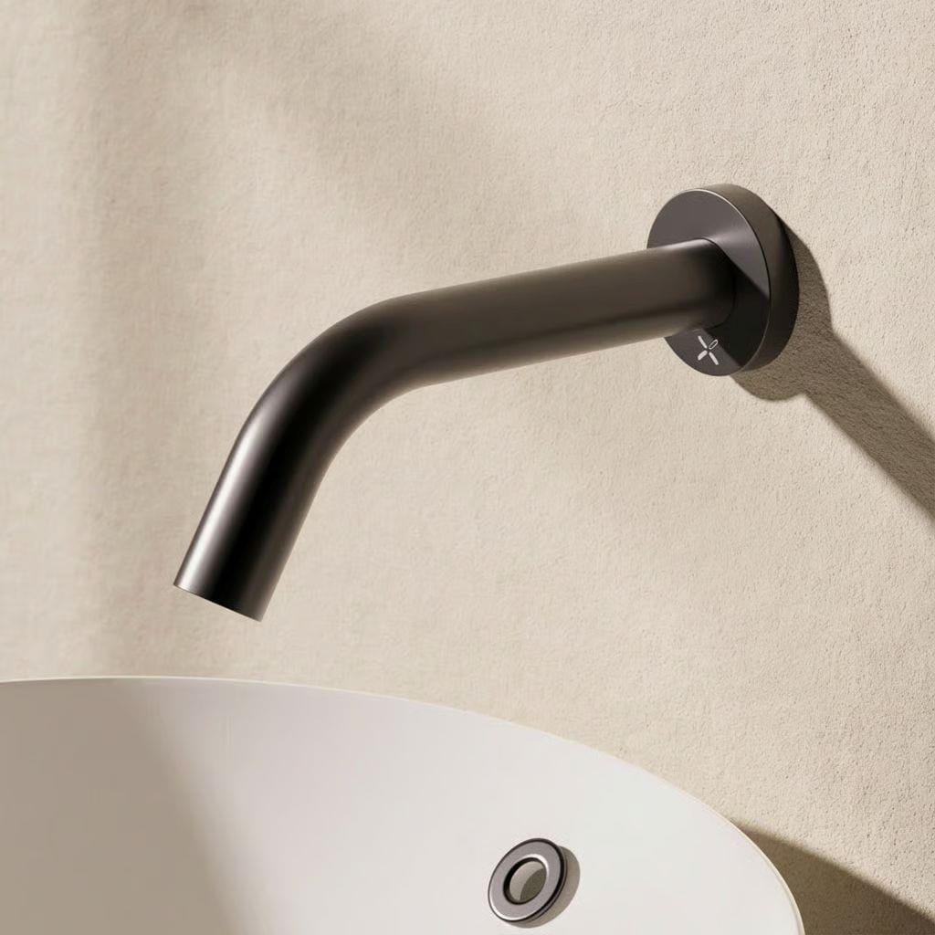 Crosswater Infrared Tap Crosswater MPRO Sensor Wall Mounted 220mm Basin Spout in Matt Black